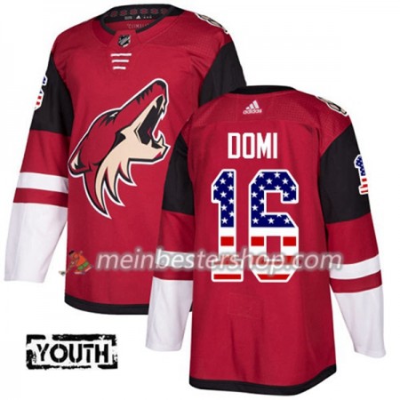 Arizona Coyotes Max Domi 16 Adidas 2017-2018 Rot USA Flag Fashion Trikot Authentic - Kinder